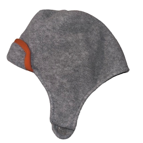 GYMBOREE Gray Fleece Trapper Winter Hat Boy Girl 18M-3T Orange Vintage Velcro - Picture 2 of 10